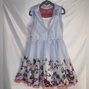 Knitworks Blue and Pink Butterfly Dress